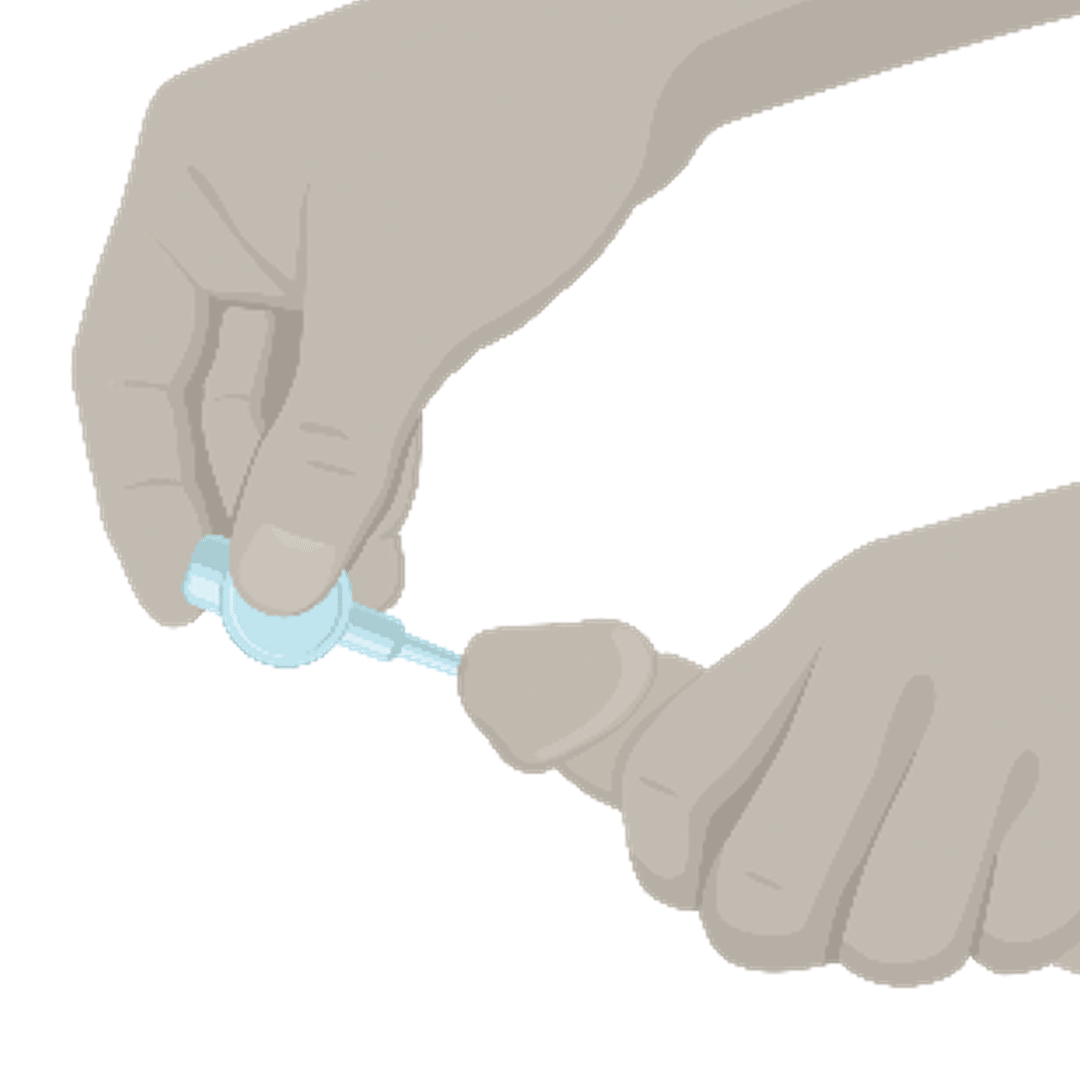 Illustration of hand inserting medication into urethra using an applicator