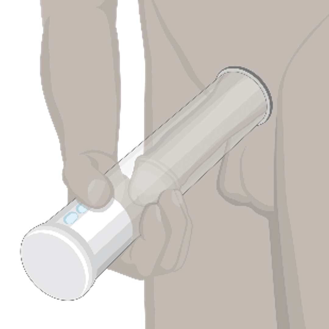 Illustration of a man using a vacuum erection device