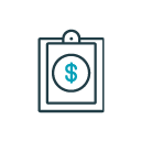 Icon of clipboard with money symbol