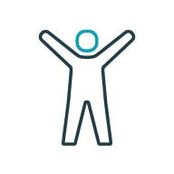 Icon of a man with arms in the air